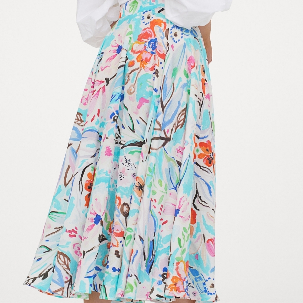 H&M Watercolor Floral Maxi Skirt